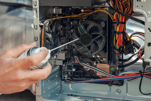 PC cooling system maintenance with dust cleaning