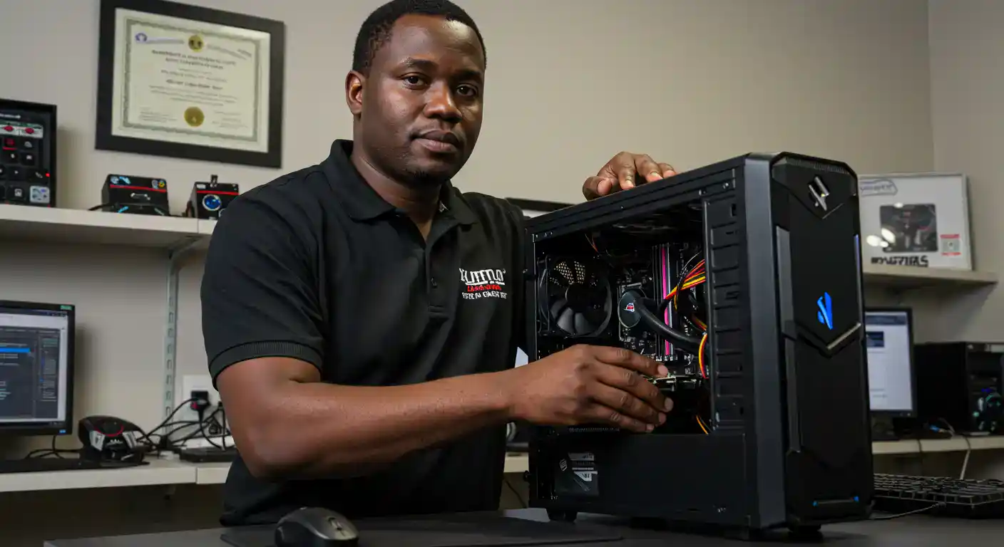 Professional laptop repair technician working on laptop in Johannesburg South