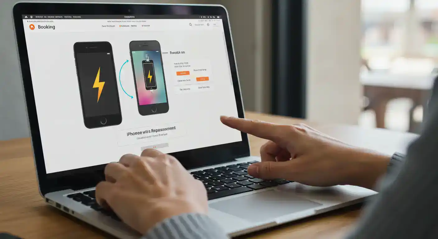 Customer booking iPhone battery replacement service