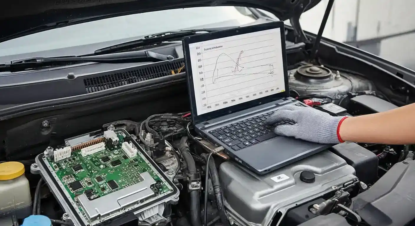 Component-level view of a repaired Car Computer Box or ECU