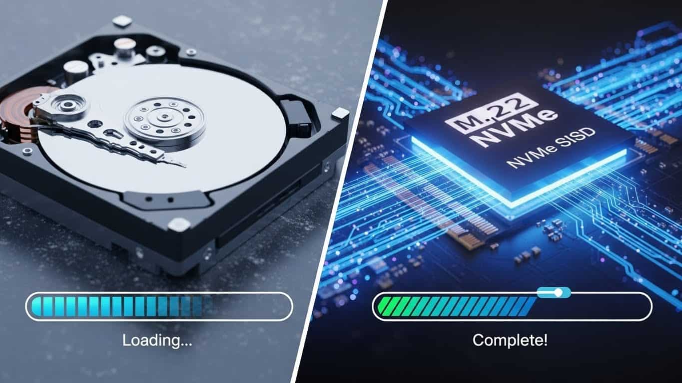 Graph showing speed difference between old Fusion Drive and new NVMe SSD